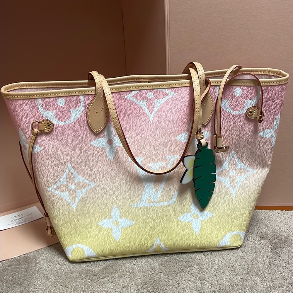 Louis Vuitton Pink and Yellow Women's Bag MM Neverfull “By The Pool”